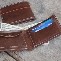 Hand PERSONALIZE Leather Wallet, Men's Wallet - Brown Leather Wallet - Leather Wallet Men's Gifts,Card Holder, Gift Wallet, - Thumbnail 1