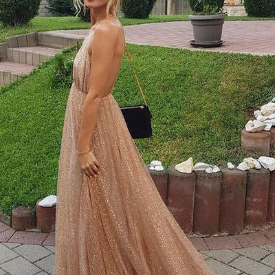 Sparkly backless long prom dresses evening dresses - Thumbnail 4