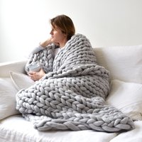 Fashion Hand Made Knit Blankets, Woollen Blanket, Summer Air conditioning blanket - Thumbnail 2