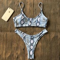 Women's Sexy Leopard Print Two-Piece Triangle Cheeky Bottom Push Up Bikini Set Micro Thong - Thumbnail 4