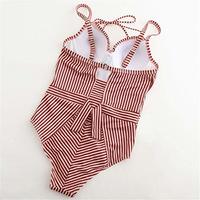 Women's One-Piece Swimsuit,Striped Print Tied Bikini Monokini Women Swimwear - Thumbnail 3