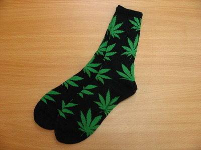 Weed Marijuana Pattern Socks Black/Green Color