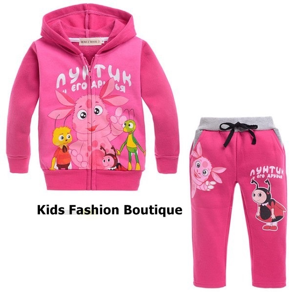 Girls 2-Pieces Luntik Track Suit. 100% Cotton.