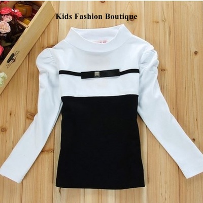 Girls black & white turtleneck top