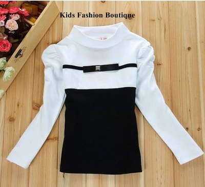 Girls black & white turtleneck top