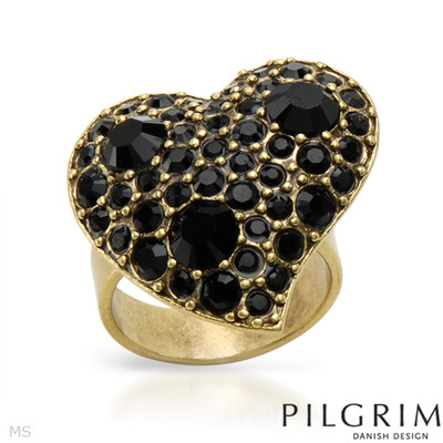 Pilgrim crystal heart ring