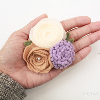 Multi-Flower Brooch - Medium, Fall Colors - Thumbnail 3