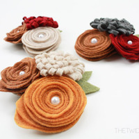 Multi-Flower Brooch - Large, Fall Colors - Thumbnail 1
