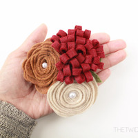 Multi-Flower Brooch - Large, Fall Colors - Thumbnail 2