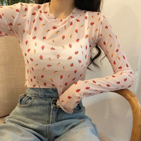 See-through Flower Long Sleeve T-shirt - Thumbnail 1