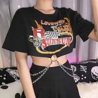 SUN Printed Chain Black Top - Thumbnail 1