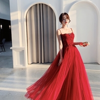 Cute sweetheart neck tulle beads long prom dress, formal dress - Thumbnail 2