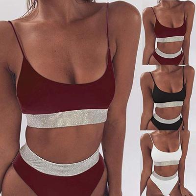Sequin Patchwork High Waist Bikini Set Women Beach Two-Piece Swimsuit Swimwear