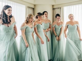 Off the Shoulder Long Bridesmaid Dresses Chiffon Mint Green Dress