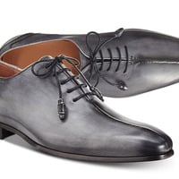 Gray Handmade Men's Shoes, Men's Lace Up Dress Formal shoes Split Toe Shoes - Thumbnail 1