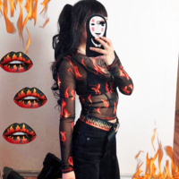 Free Shipping-STREET GOTH FIRE MESH TOP - Thumbnail 1