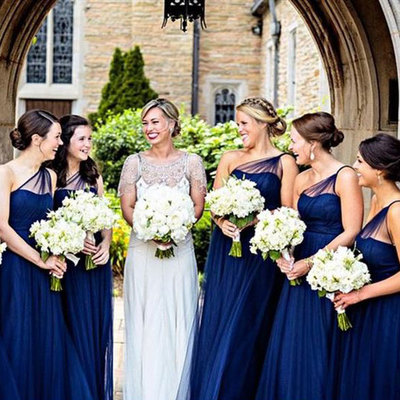 One shoulder royal blue bridesmaid dresses - Thumbnail 4
