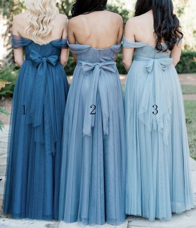 Off the Shoulder Bridesmaid Dresses Back with Bowknot