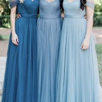 Off the Shoulder Bridesmaid Dresses Back with Bowknot - Thumbnail 1