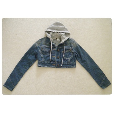 (new with tags) cropped denim jacket with detachable hood