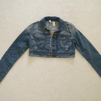(New with tags) Cropped Denim Jacket With Detachable Hood - Thumbnail 2
