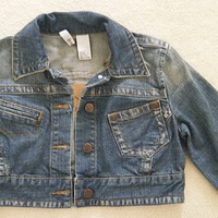 (New with tags) Cropped Denim Jacket With Detachable Hood - Thumbnail 3