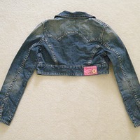 (New with tags) Cropped Denim Jacket With Detachable Hood - Thumbnail 4