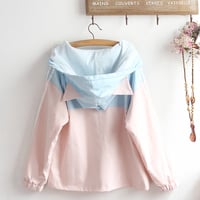 Cute little fresh cute cat pocket colorblock coat - Thumbnail 2