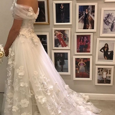 Romantic tulle wedding dresses bridal gowns with 3d flowers - Thumbnail 4