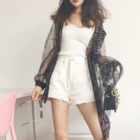 Colorful Stripe See-through Transparent Mesh Jacket - Thumbnail 3