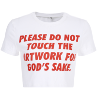 "PLEASE DO NOT TOUCH THE ARTWORK FOR GOD'S SAKE" CROP TOP - Thumbnail 3