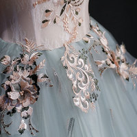 Gray tulle lace long prom gown, gray evening dress - Thumbnail 2