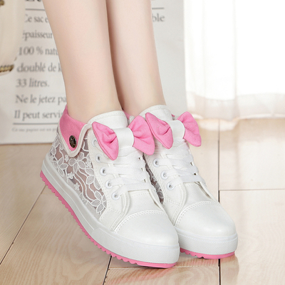 New bow high canvas shoes women's shoes - Thumbnail 3