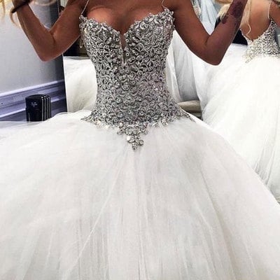 Ball gowns tulle wedding dresses with beaded bridal gowns - Thumbnail 5