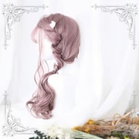 Pastel Pink Brown Gradient Long Curly Cosplay Wigs with Air Bangs - Thumbnail 3