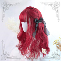 45CM Long Red Curly Cosplay Wig with Air Bangs - Thumbnail 4