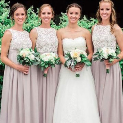 Elegant long bridesmaid dresses for wedding with lace - Thumbnail 5