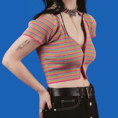 Free Shipping-RAINBOW STRIPED TOP
