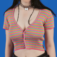 Free Shipping-RAINBOW STRIPED TOP - Thumbnail 2