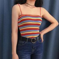 Chic Colored Stripe Crop Top - Thumbnail 1