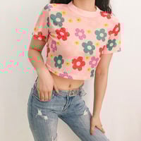 Colorful Flower Print Pink Top - Thumbnail 4