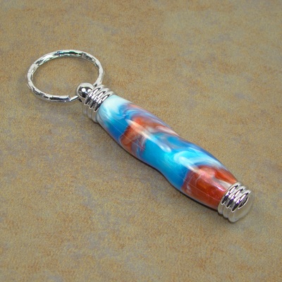 Red, white, and blue acrylic keychain