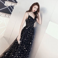 Black sweetheart neck tulle long prom dress, black evening dress - Thumbnail 2