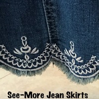 PARIS LONG VINTAGE WASH DENIM SKIRT - Thumbnail 2