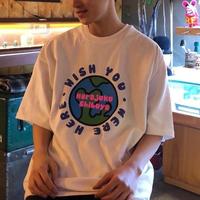 Harajuku WISH YOU Earth Print Oversize T-shirt - Thumbnail 2