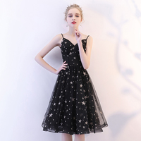 Cute black v neck short prom dress, homecoming dress - Thumbnail 2