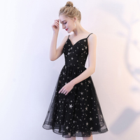 Cute black v neck short prom dress, homecoming dress - Thumbnail 3