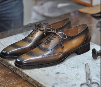 Handmade Men's Round Toe Shoes, Men's Black Brown Lace Up Leather Shoes