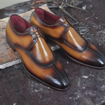 Handmade men's split toe shoes, men's black brown lace up leather shoes