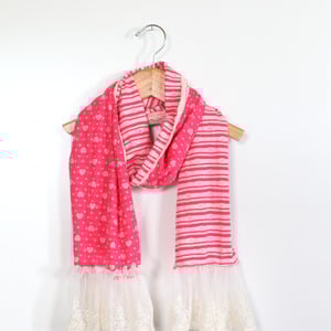 Bright Pink Stripe Lace Scarf